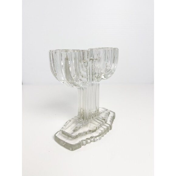 Vintage Anchor Hocking glass Queen Mary double candlestick - cactus design - Picture 2 of 7